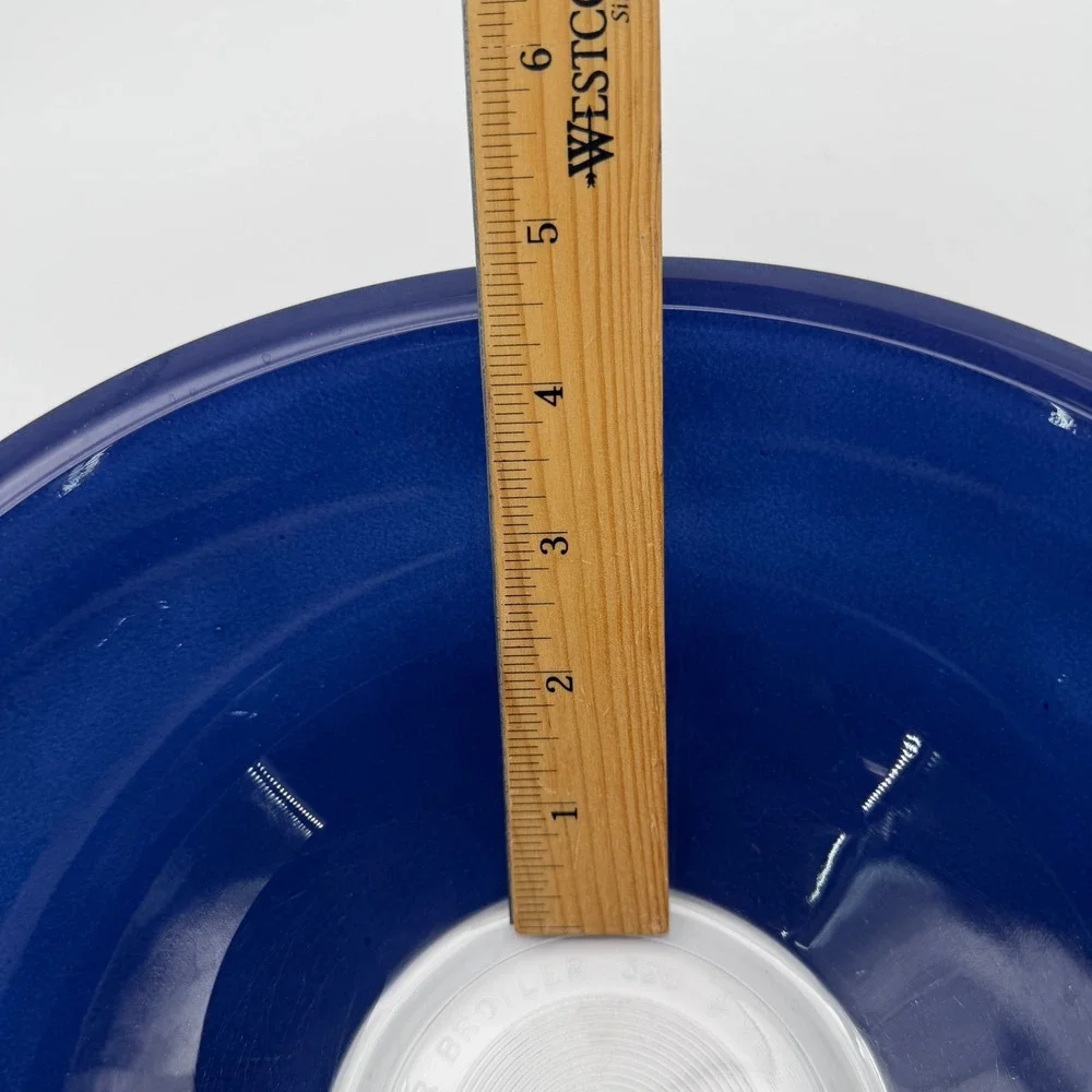 Set of 3 Vintage PYREX Blue Glass Nesting Mixing Bowls Clear Bottoms 322 323 325
